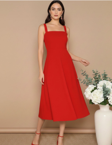 AAHWAN Applique Fit & Flare Midi Dress