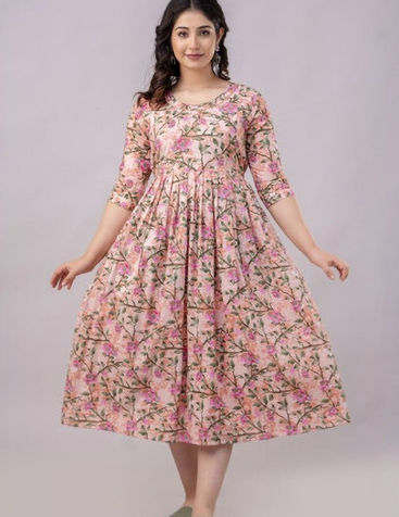 Pakiza Enterprises Floral Print A-Line Midi Dress