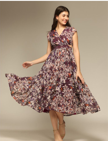 OCTICS Women Floral Printed Maxi Dress