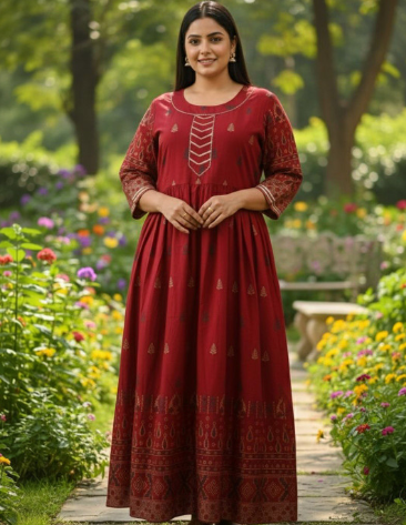 LUXEBYFLAVIA Ethnic Motifs Print Maxi Dress