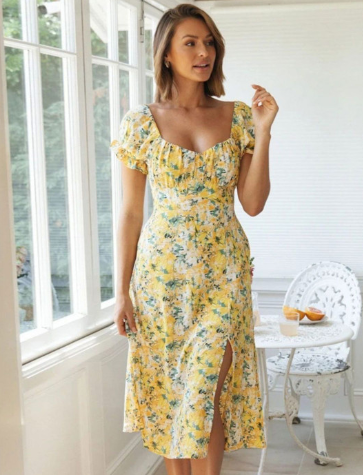 Stylecast X Slyck Floral Print A-Line Midi Dress