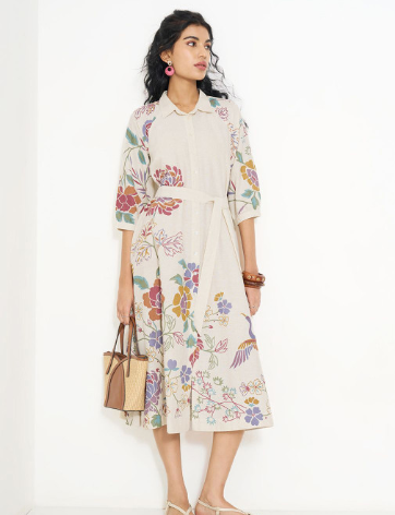 AKKRITI BY PANTALOONS Floral Print Shirt Midi Dress