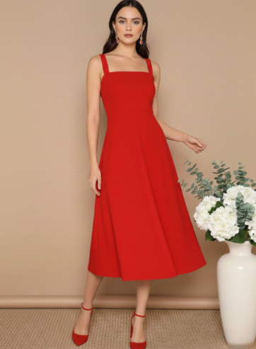 AAHWAN Applique Fit & Flare Midi Dress