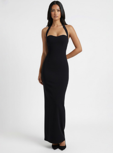 DressBerry Halter Neck Sheath Maxi Dress