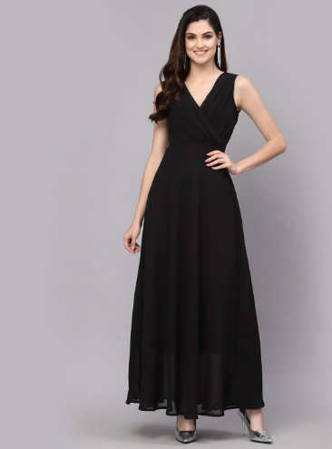 aayu V Neck Sleeveless Georgette Maxi Dress