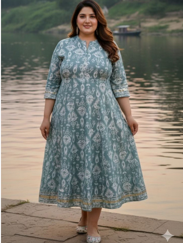 LUXEBYFLAVIA Ethnic Motifs Print Fit & Flare Midi Dress