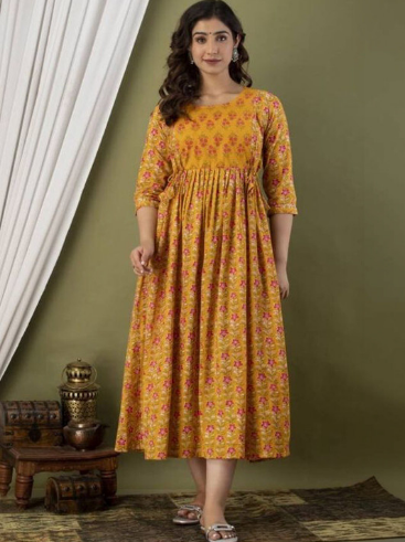 Pakiza Enterprises Floral Print A-Line Midi Dress