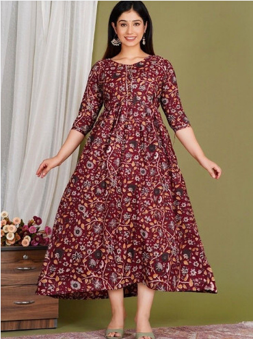 Pakiza Enterprises Floral Print Fit & Flare Midi Dress