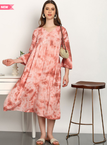 CORSICA Tie and Dye Dyed A-Line Midi Dress