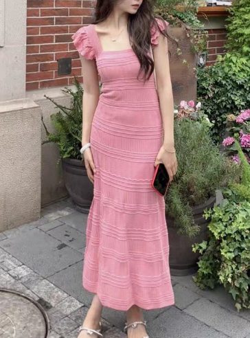 StyleCast x Revolte Self Design Flutter Sleeve Maxi Sheath Dress