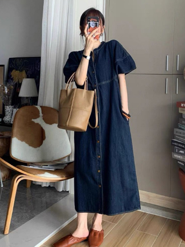 StyleCast Women Mandarin Collar Shirt Midi Dress